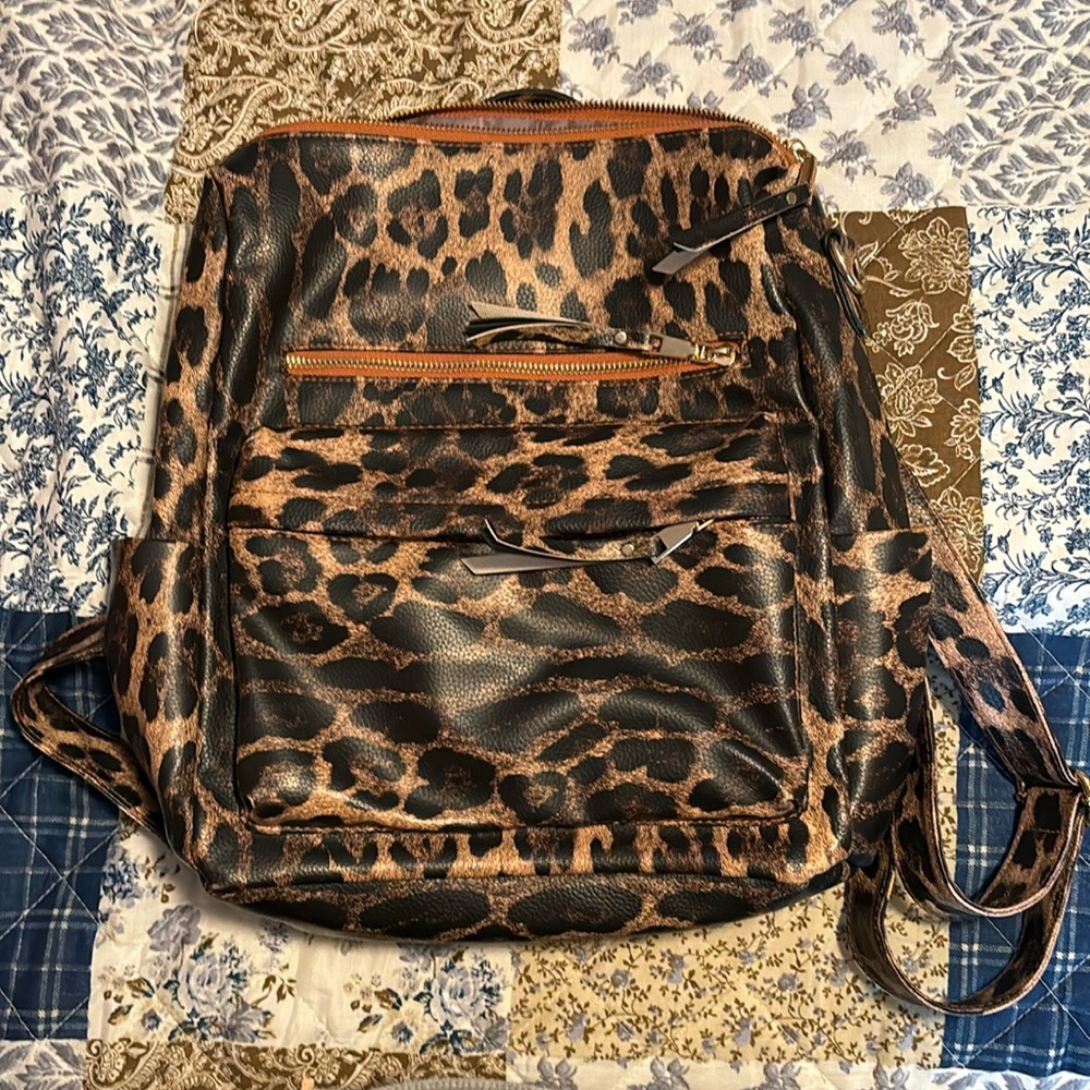 cheetah print backpack purse